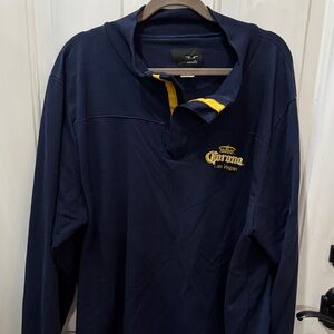 Corona Las Vegas Navy and Yellow Men's Quarter Zip Long Sleeve Shirt